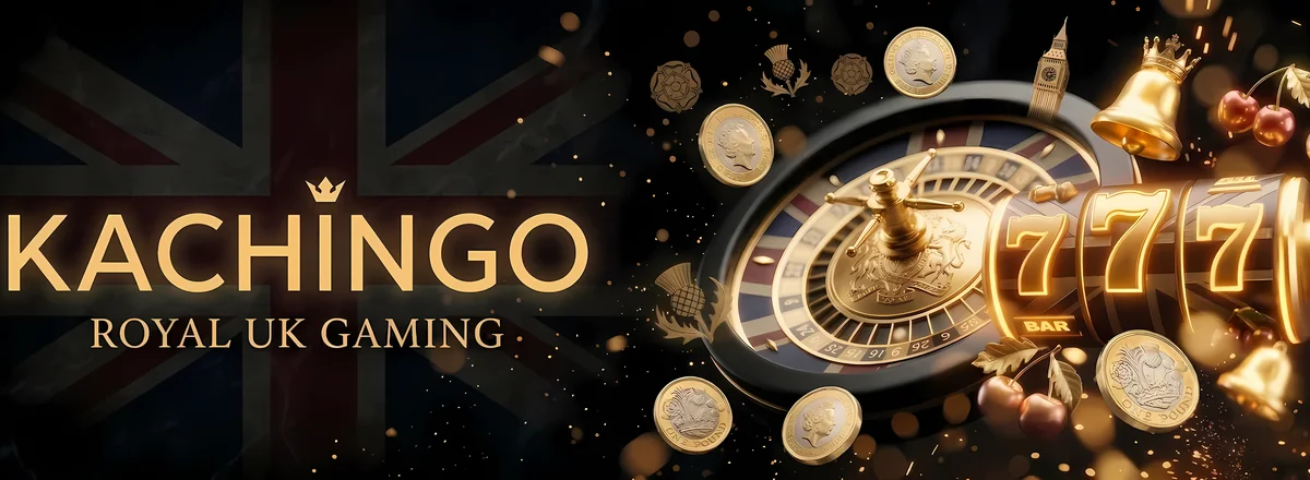 Kachingo Casino in UK welcome banner with slots and live tables